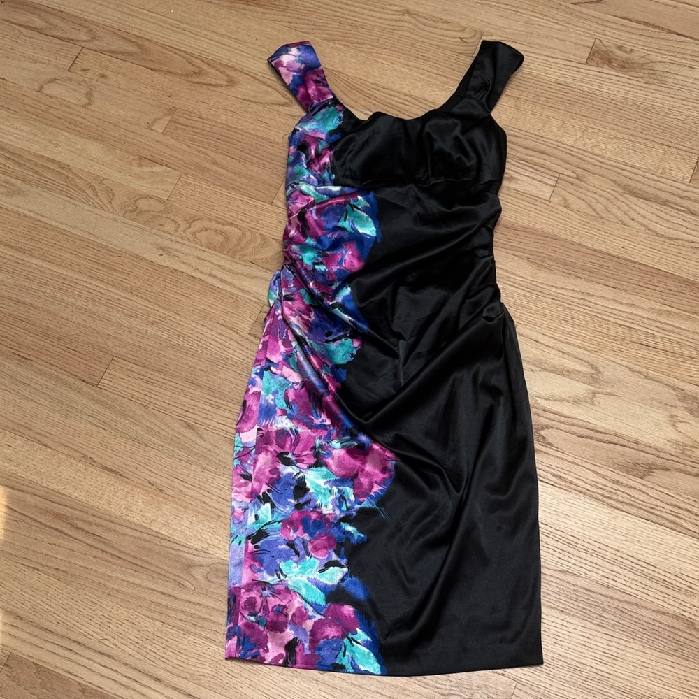 Black and Purple Floral Dress London Style Size 10